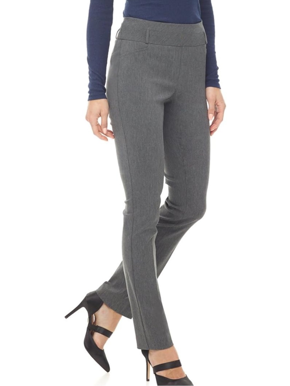 NWT Rekucci Women's Ease into Comfort Stretch Office Slim Pant Charcoal 8P